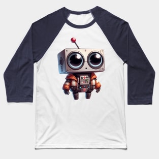 Cute Robot Illustration Baseball T-Shirt